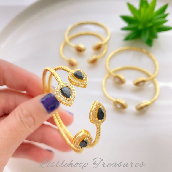 Baby Gold Bangle | kids gold adjustable bangle | gold bangle for girl toddler - Picture 2 of 6